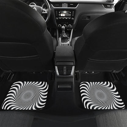 Black And White Illusory Motion Print Front and Back Car Floor Mats
