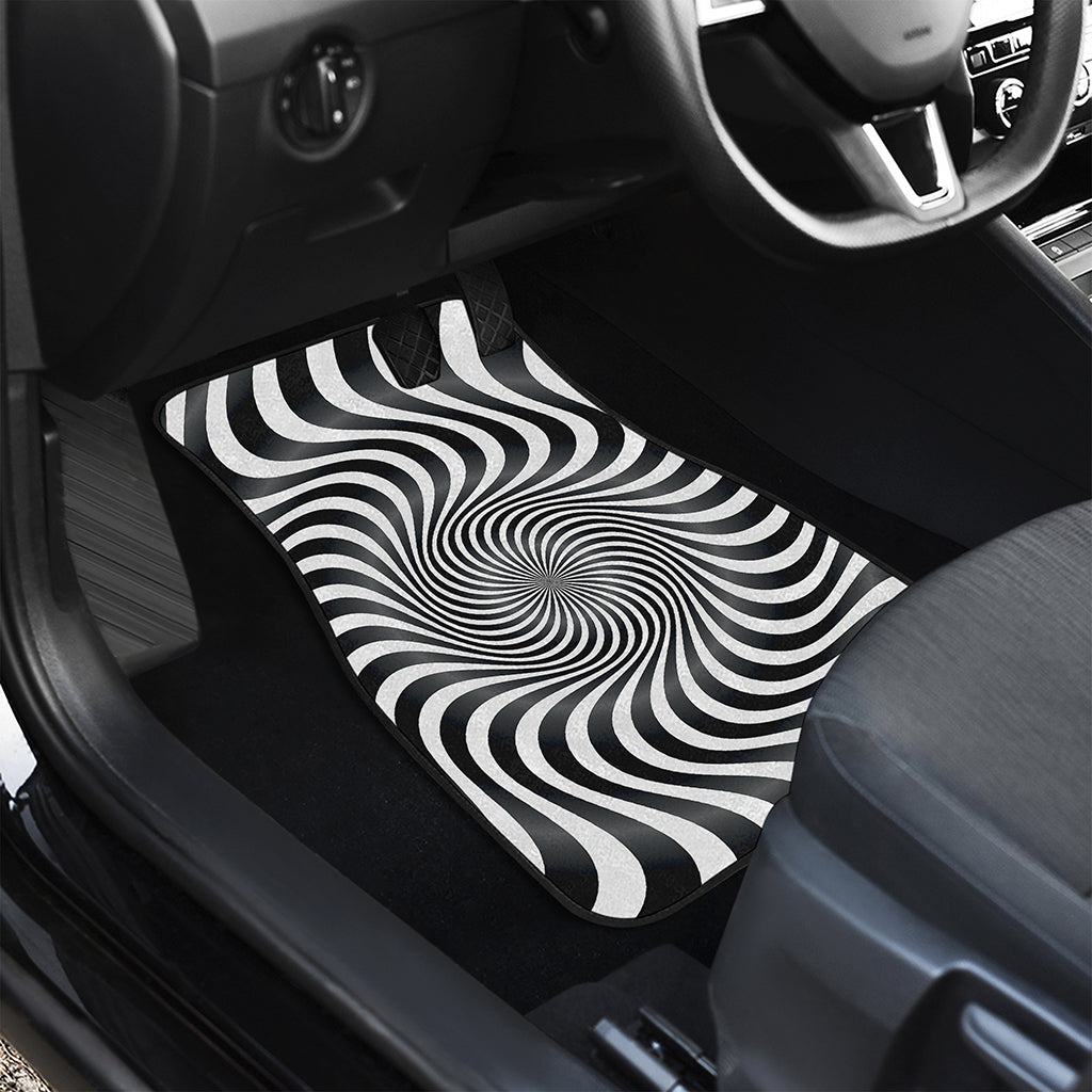 Black And White Illusory Motion Print Front and Back Car Floor Mats
