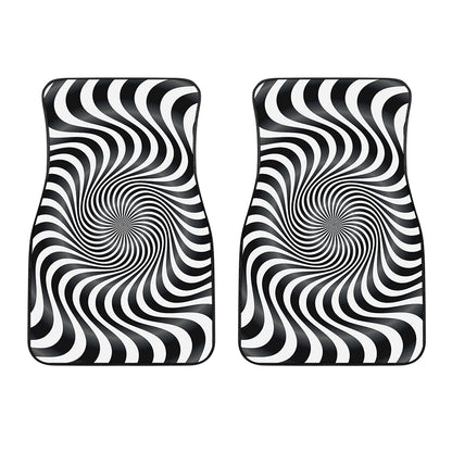 Black And White Illusory Motion Print Front Car Floor Mats