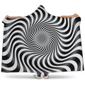 Black And White Illusory Motion Print Hooded Blanket