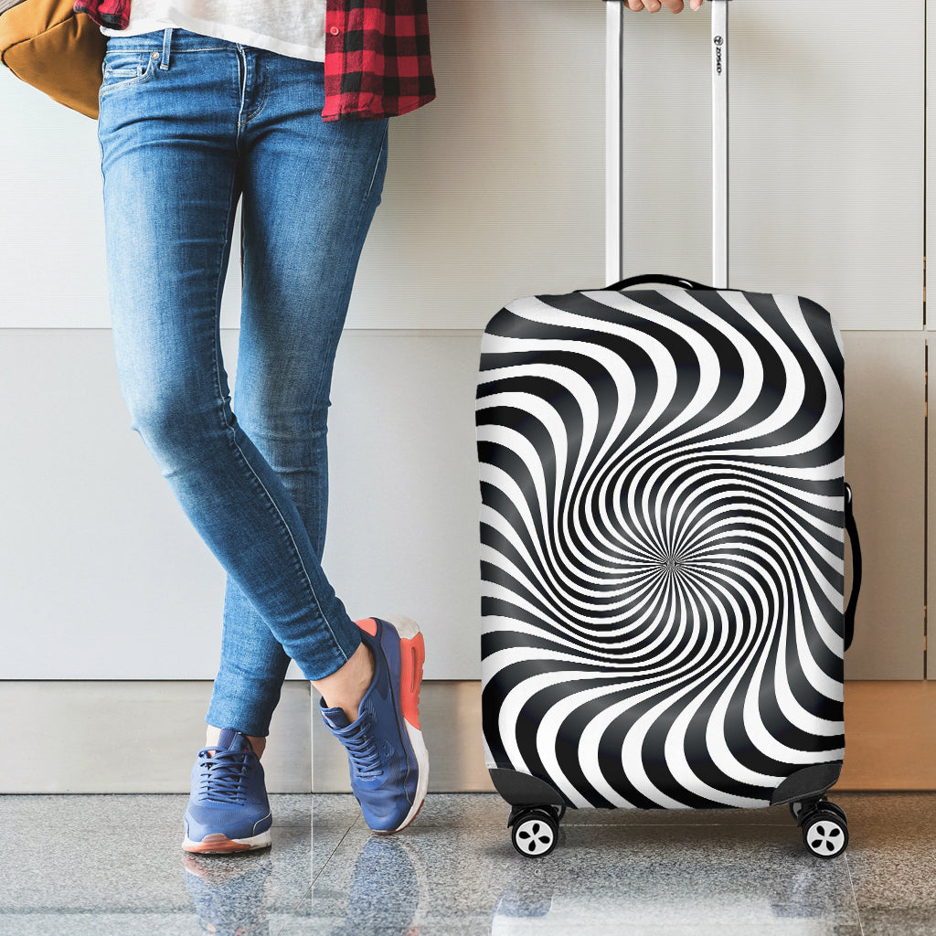 Black And White Illusory Motion Print Luggage Cover