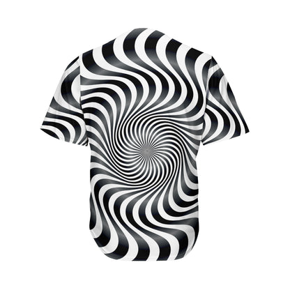 Black And White Illusory Motion Print Men's Baseball Jersey