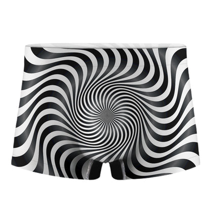 Black And White Illusory Motion Print Men's Boxer Briefs