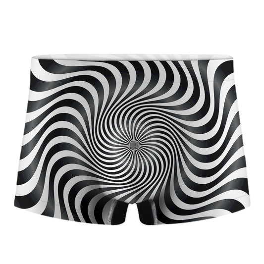 Black And White Illusory Motion Print Men's Boxer Briefs