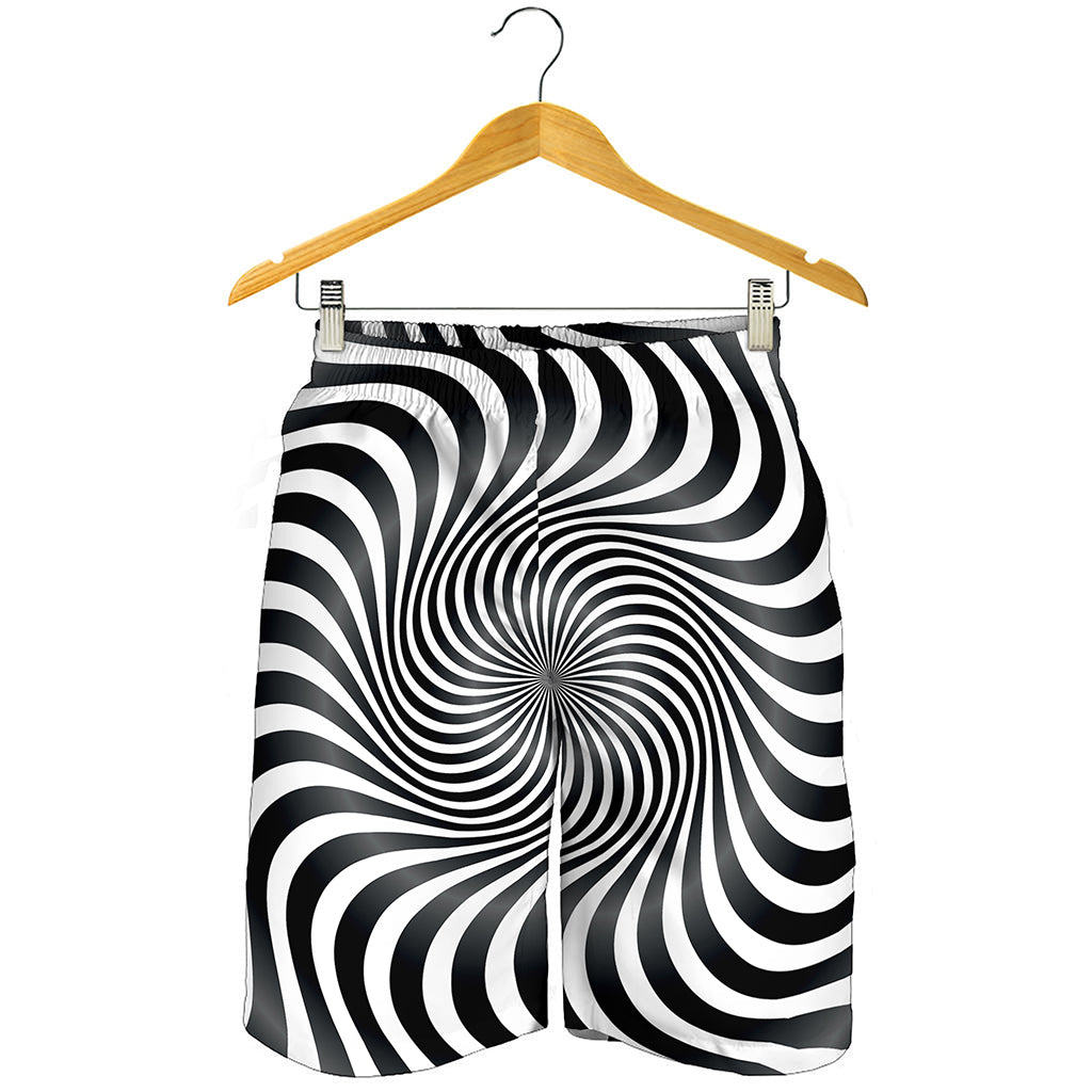 Black And White Illusory Motion Print Men's Shorts