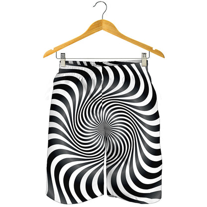 Black And White Illusory Motion Print Men's Shorts