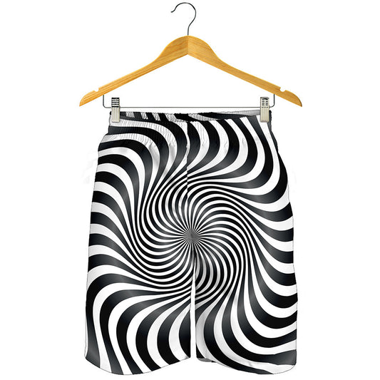 Black And White Illusory Motion Print Men's Shorts