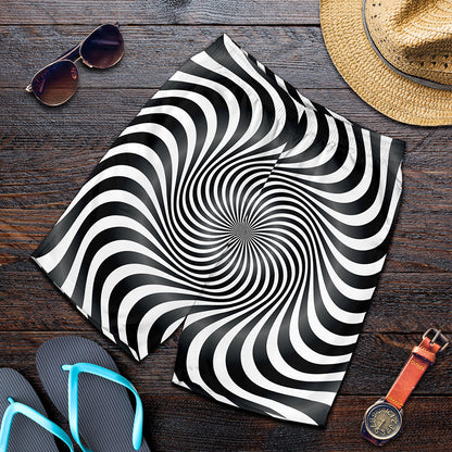 Black And White Illusory Motion Print Men's Shorts