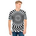 Black And White Illusory Motion Print Men's T-Shirt