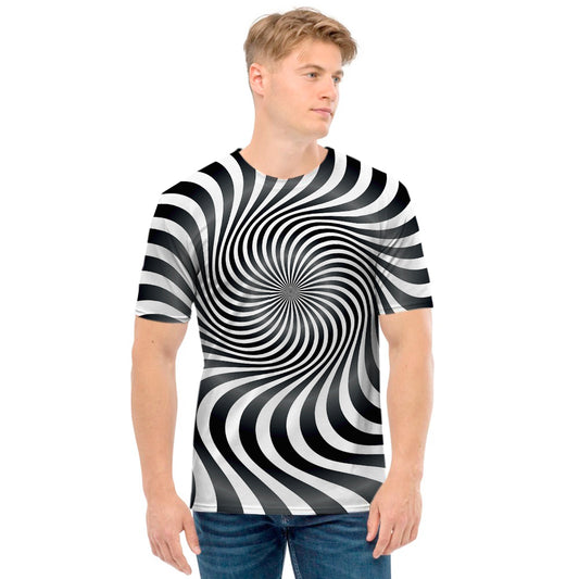 Black And White Illusory Motion Print Men's T-Shirt
