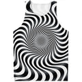 Black And White Illusory Motion Print Men's Tank Top