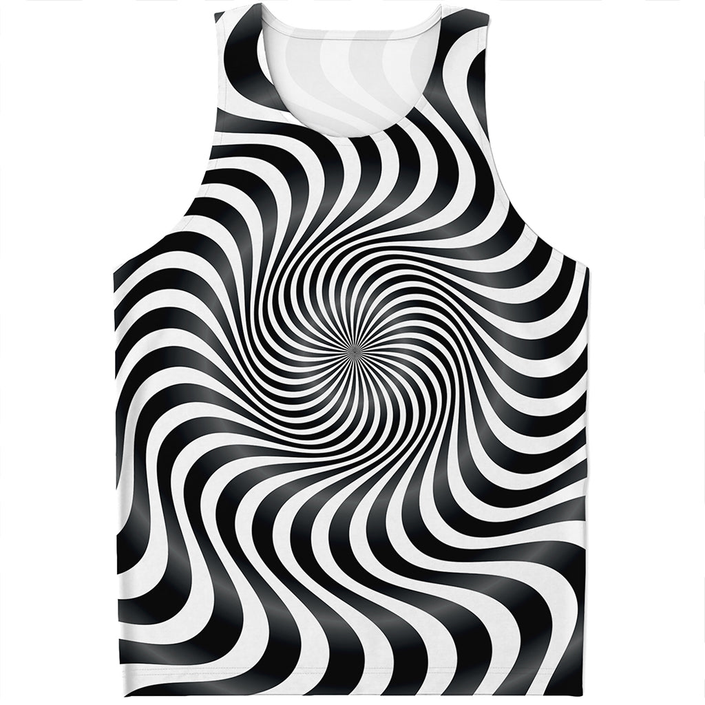 Black And White Illusory Motion Print Men's Tank Top