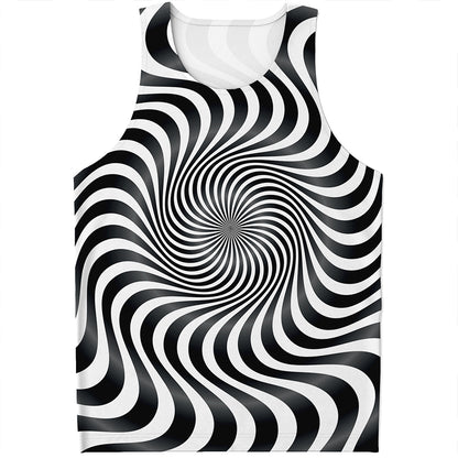 Black And White Illusory Motion Print Men's Tank Top