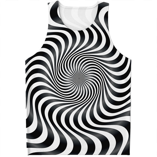 Black And White Illusory Motion Print Men's Tank Top