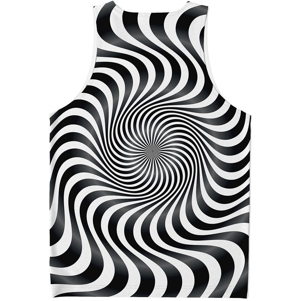 Black And White Illusory Motion Print Men's Tank Top