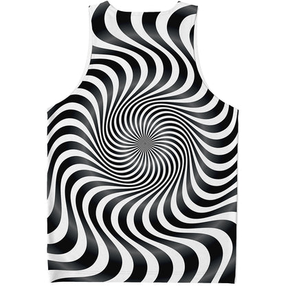 Black And White Illusory Motion Print Men's Tank Top