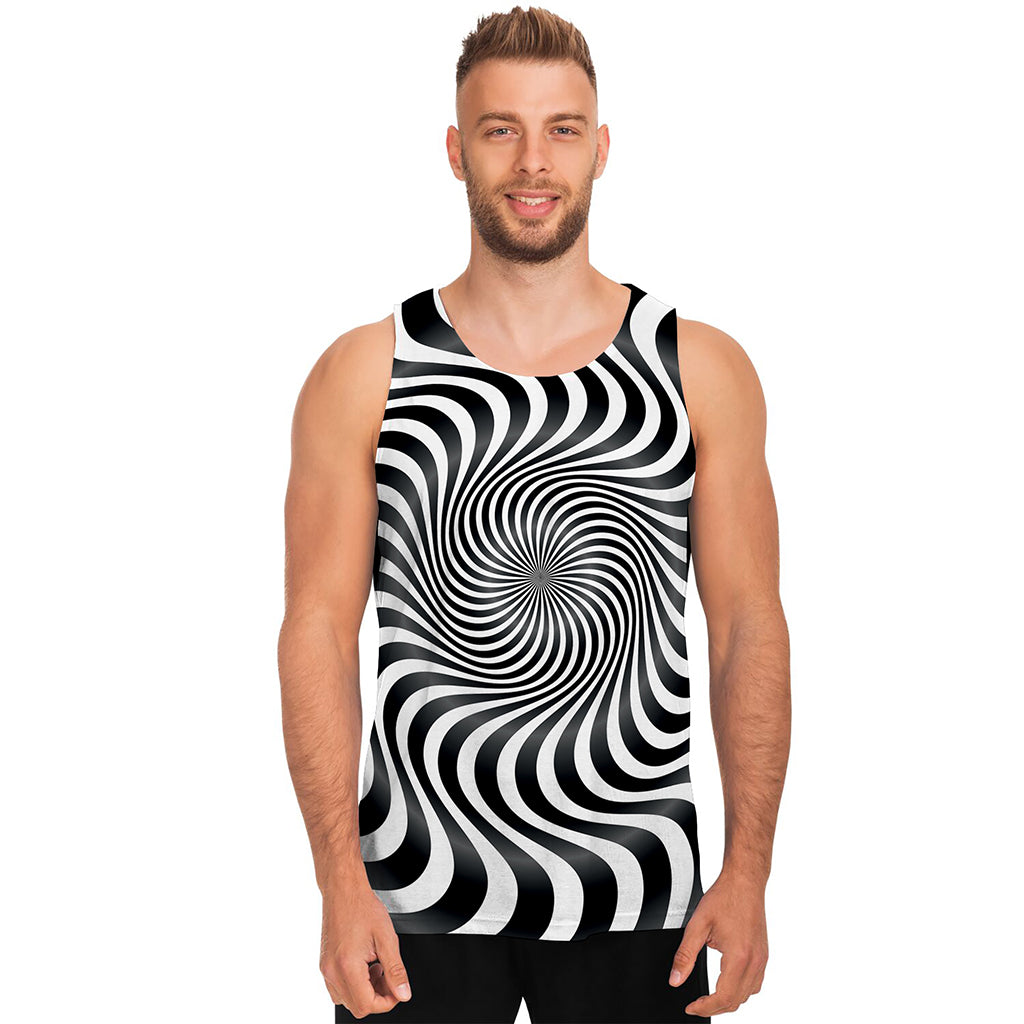 Black And White Illusory Motion Print Men's Tank Top