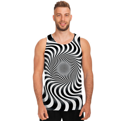 Black And White Illusory Motion Print Men's Tank Top