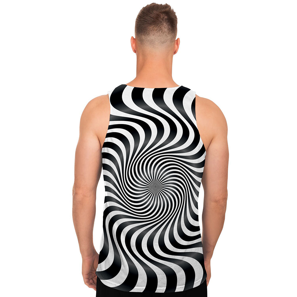 Black And White Illusory Motion Print Men's Tank Top