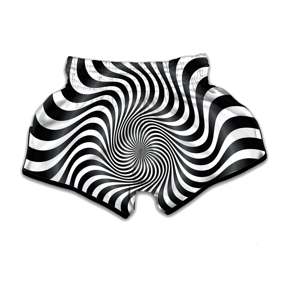 Black And White Illusory Motion Print Muay Thai Boxing Shorts