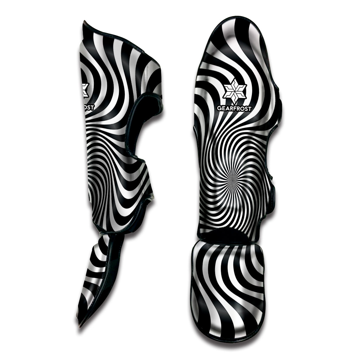 Black And White Illusory Motion Print Muay Thai Shin Guard