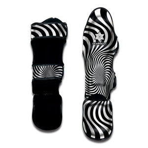 Black And White Illusory Motion Print Muay Thai Shin Guard