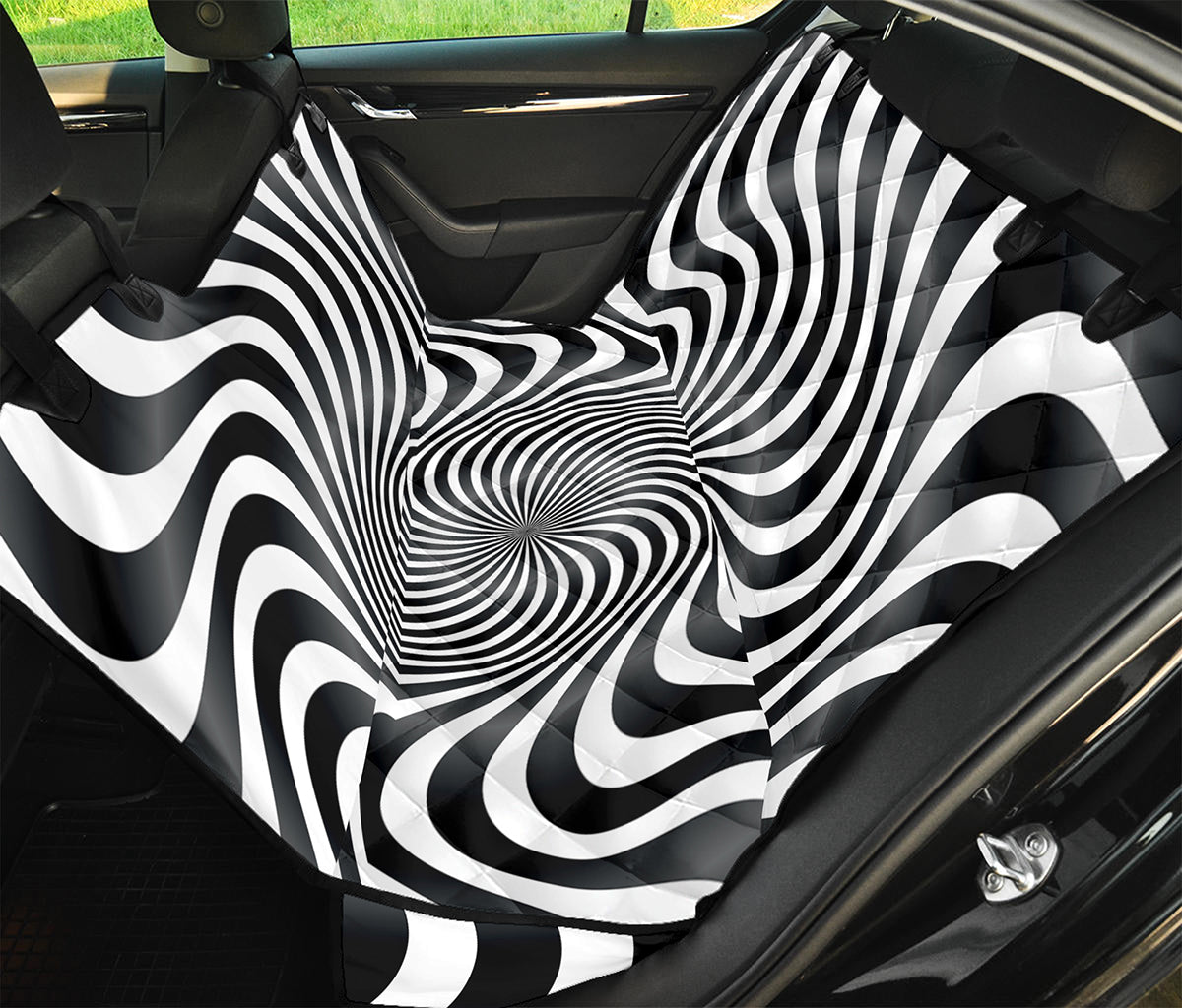 Black And White Illusory Motion Print Pet Car Back Seat Cover