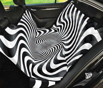 Black And White Illusory Motion Print Pet Car Back Seat Cover