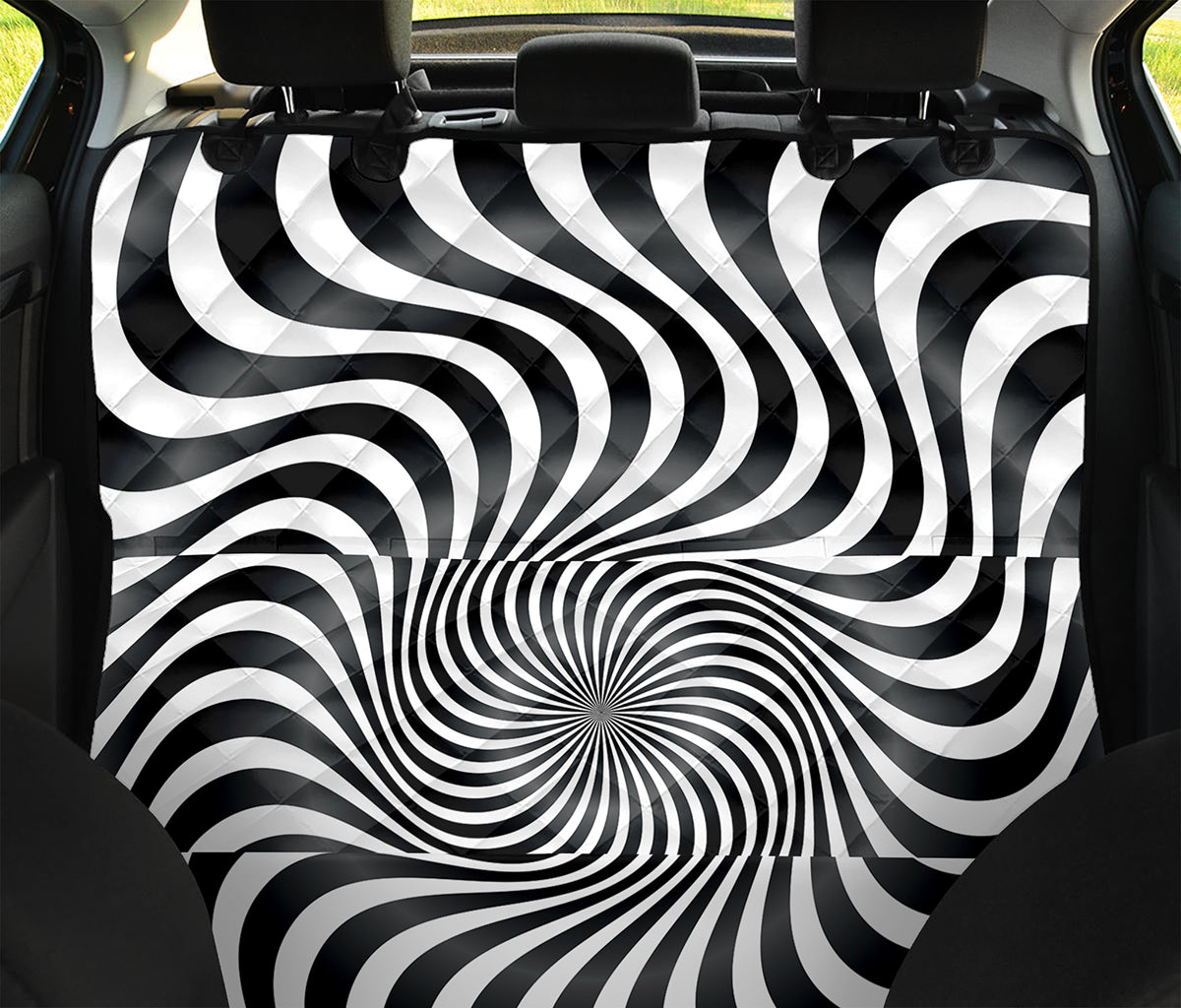 Black And White Illusory Motion Print Pet Car Back Seat Cover