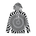 Black And White Illusory Motion Print Pullover Hoodie
