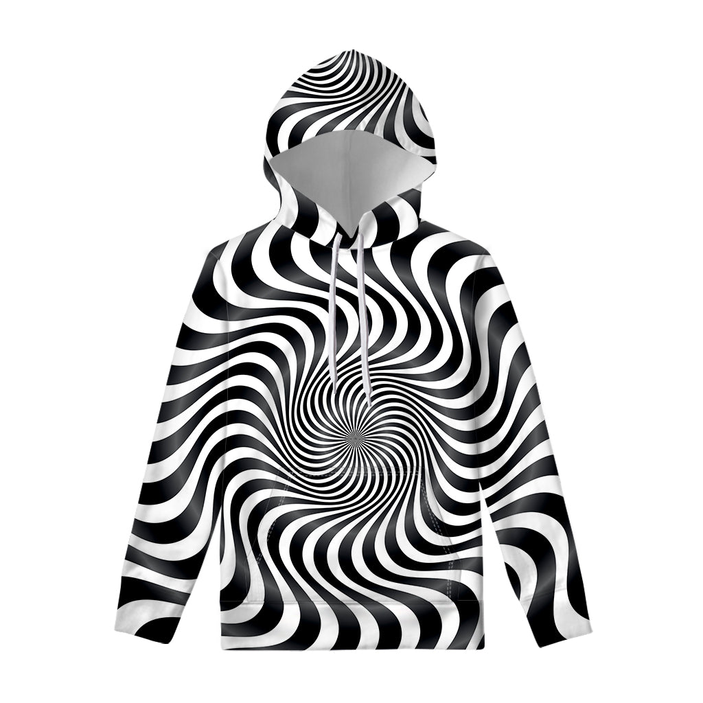 Black And White Illusory Motion Print Pullover Hoodie