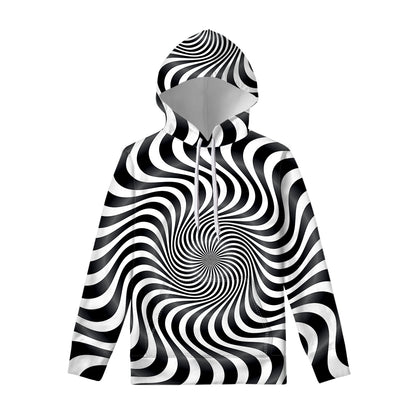 Black And White Illusory Motion Print Pullover Hoodie
