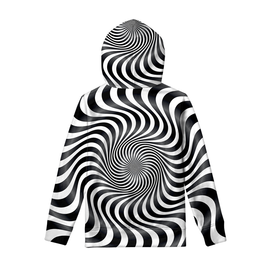 Black And White Illusory Motion Print Pullover Hoodie