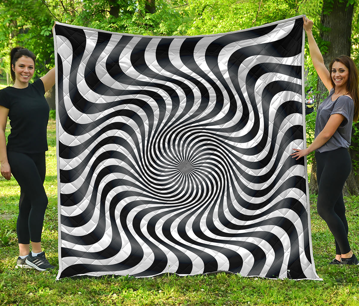 Black And White Illusory Motion Print Quilt