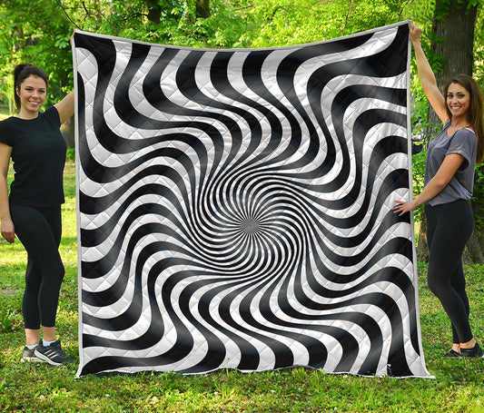 Black And White Illusory Motion Print Quilt