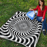 Black And White Illusory Motion Print Quilt