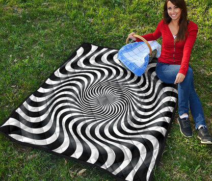 Black And White Illusory Motion Print Quilt