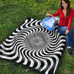 Black And White Illusory Motion Print Quilt