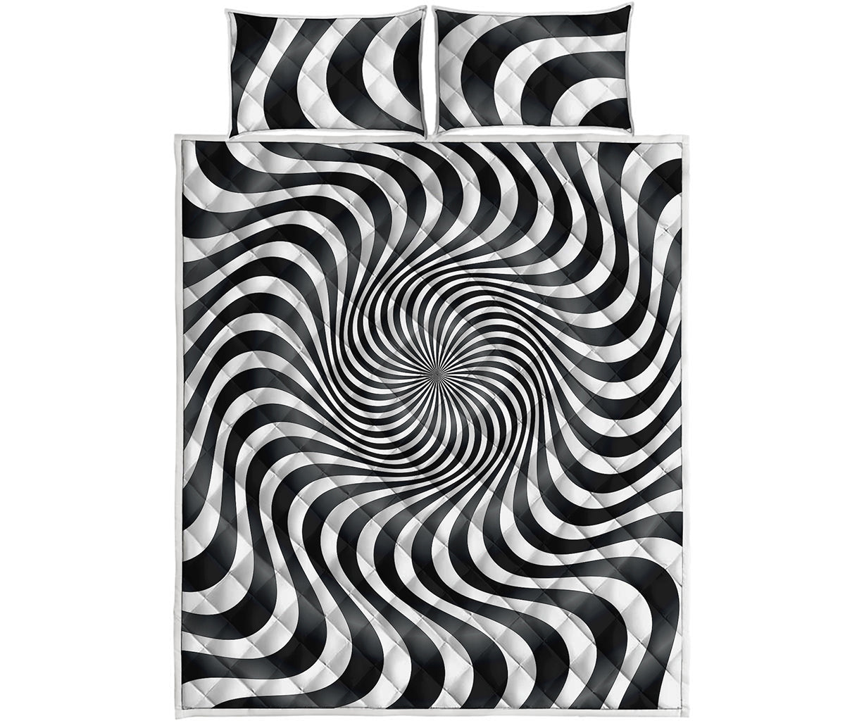 Black And White Illusory Motion Print Quilt Bed Set