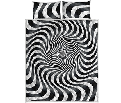 Black And White Illusory Motion Print Quilt Bed Set
