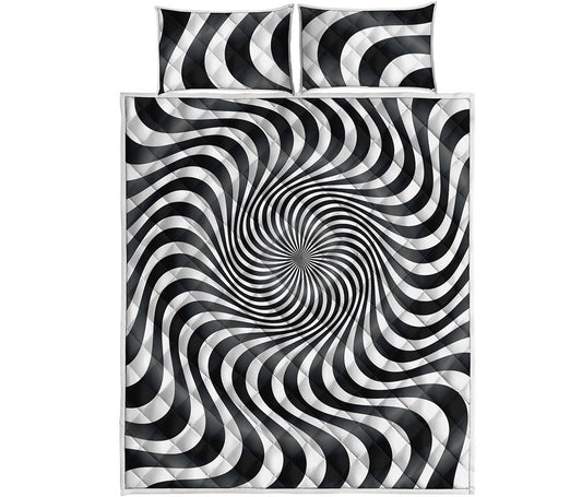 Black And White Illusory Motion Print Quilt Bed Set