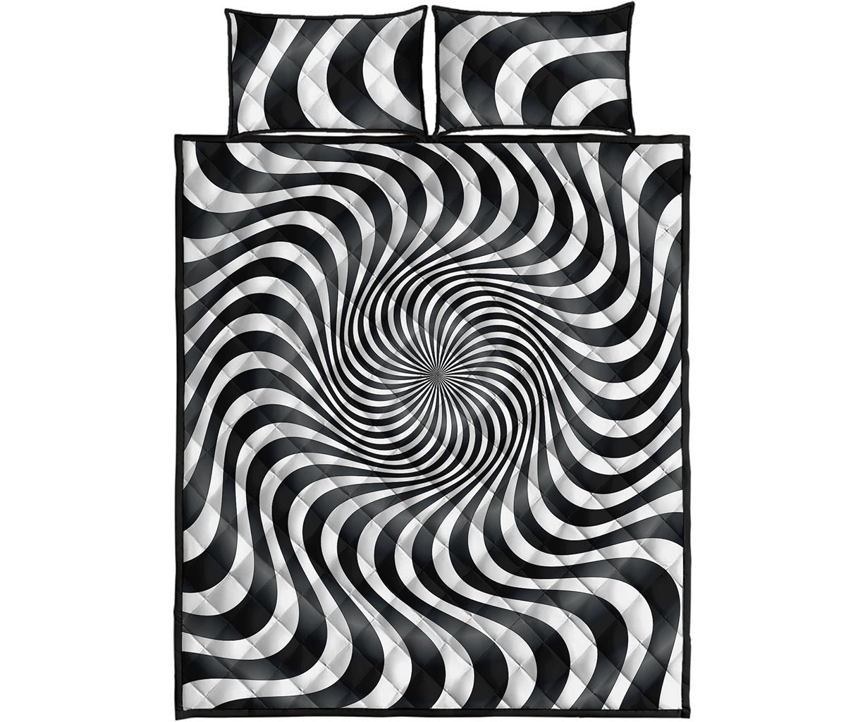 Black And White Illusory Motion Print Quilt Bed Set