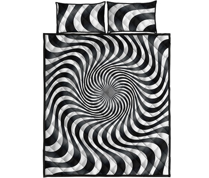 Black And White Illusory Motion Print Quilt Bed Set