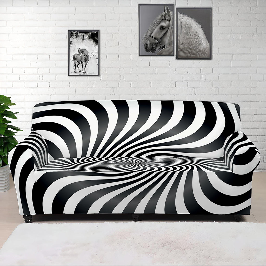 Black And White Illusory Motion Print Sofa Cover