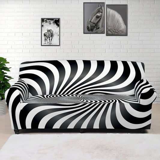 Black And White Illusory Motion Print Sofa Cover