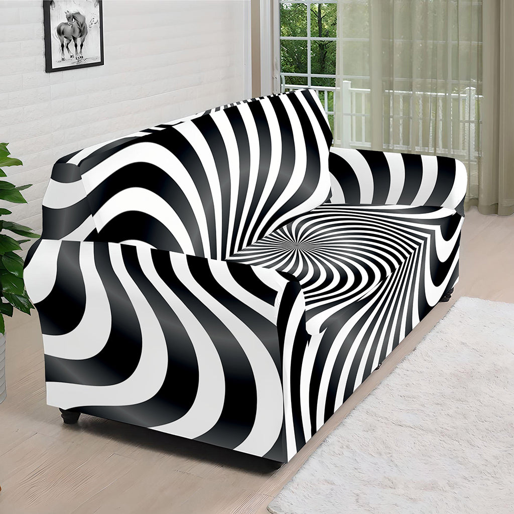 Black And White Illusory Motion Print Sofa Cover