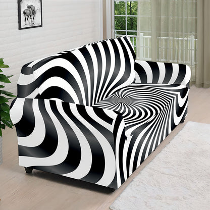 Black And White Illusory Motion Print Sofa Cover