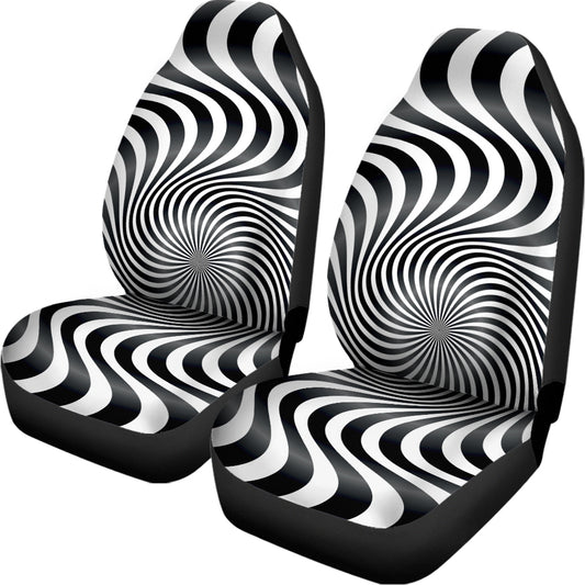 Black And White Illusory Motion Print Universal Fit Car Seat Covers