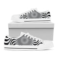 Black And White Illusory Motion Print White Low Top Sneakers