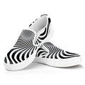 Black And White Illusory Motion Print White Slip On Sneakers